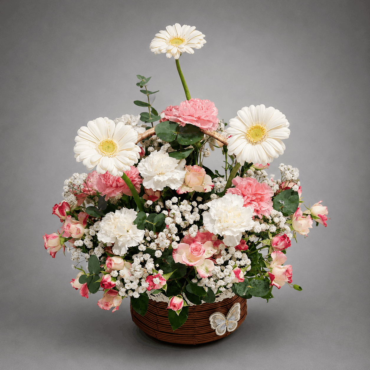 Butterfly Garden Wicker Basket Arrangement