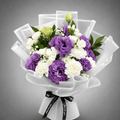 Purple Lisianthus & White Carnation Bouquet