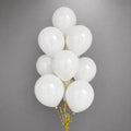 White Latex Balloon Bouquet with Gold Ribbons