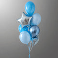 Blue Marble, Chrome & Silver Star Foil Balloon Bouquet