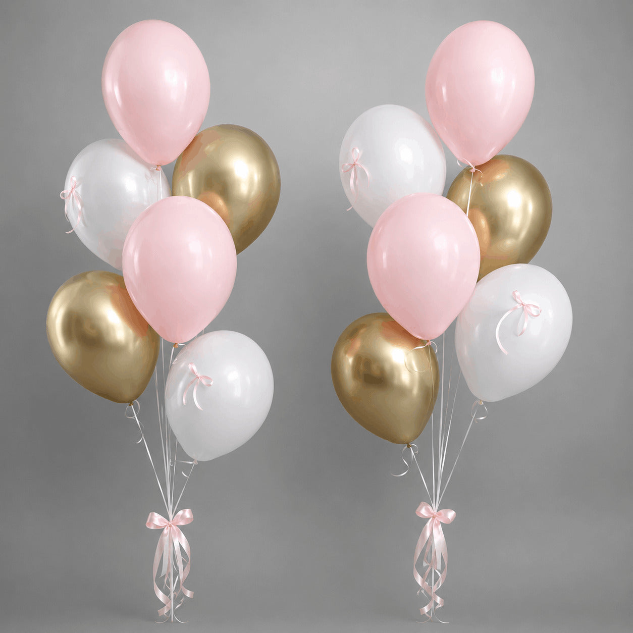 Pink, White & Gold Balloon Bouquet Duo
