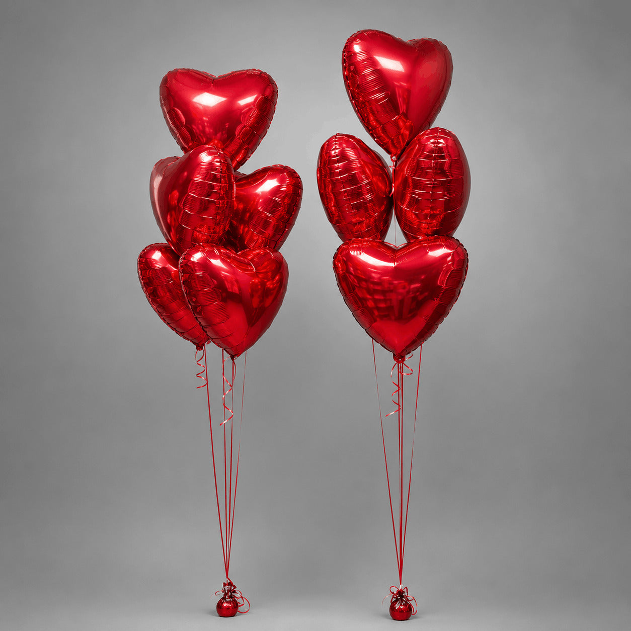 Red Heart Foil Balloon Bouquet