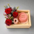 Red Roses & Mixed Wildflowers with 'Love You' Pink Cake Gift Tray