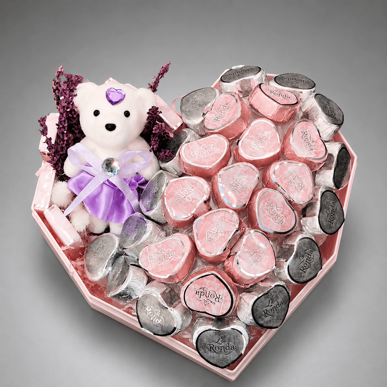 La Ronda Heart Chocolate & Plush Puppy Acrylic Heart Box