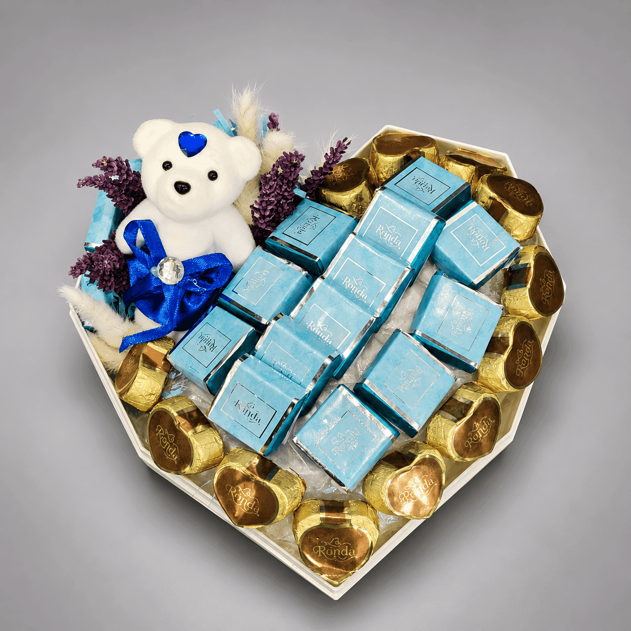 Baby Boy Blue Chocolate & Plush Puppy Acrylic Heart Box