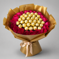 Grand Red Rose & Ferrero Rocher Gold Kraft Bouquet