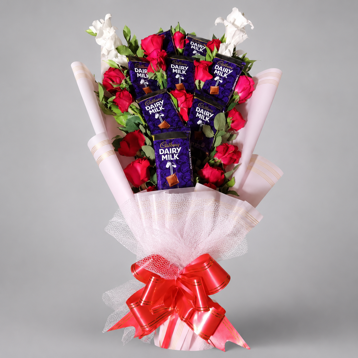 Red Rose & Cadbury Dairy Milk Chocolate Bouquet