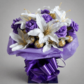 Purple Rose & White Lily Ferrero Rocher Gift Box Bouquet