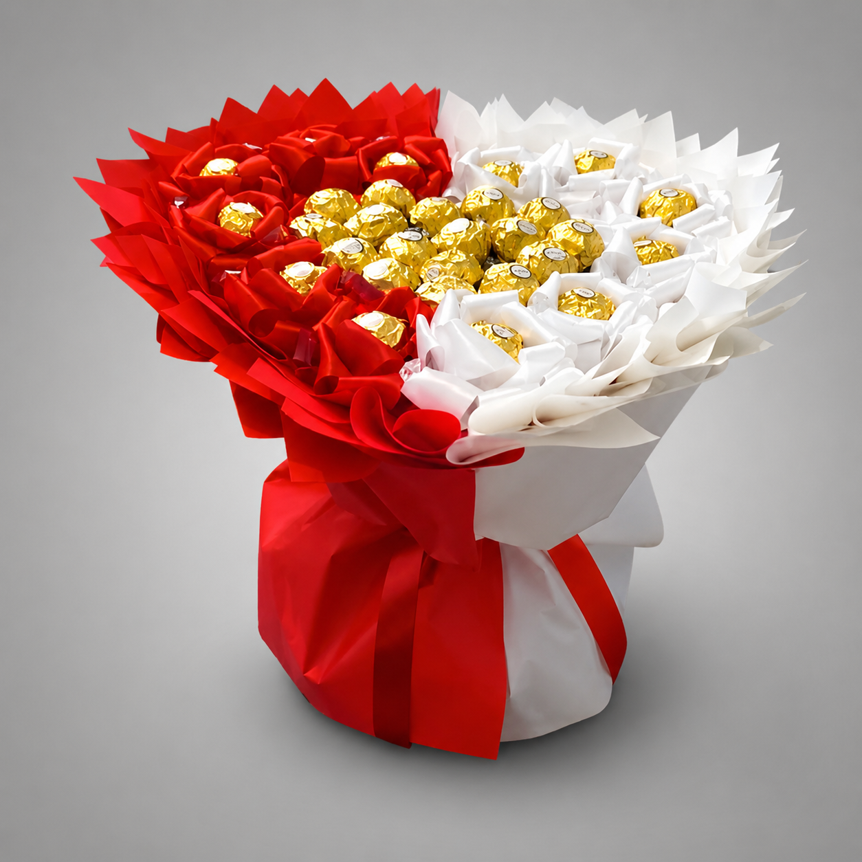 Red & White Ferrero Rocher Chocolate Flower Bouquet
