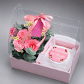 Pink Roses & Daisies with Personalised Message Cake Clear Gift Box