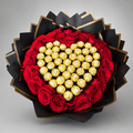 Red Rose & Ferrero Rocher Heart Bouquet