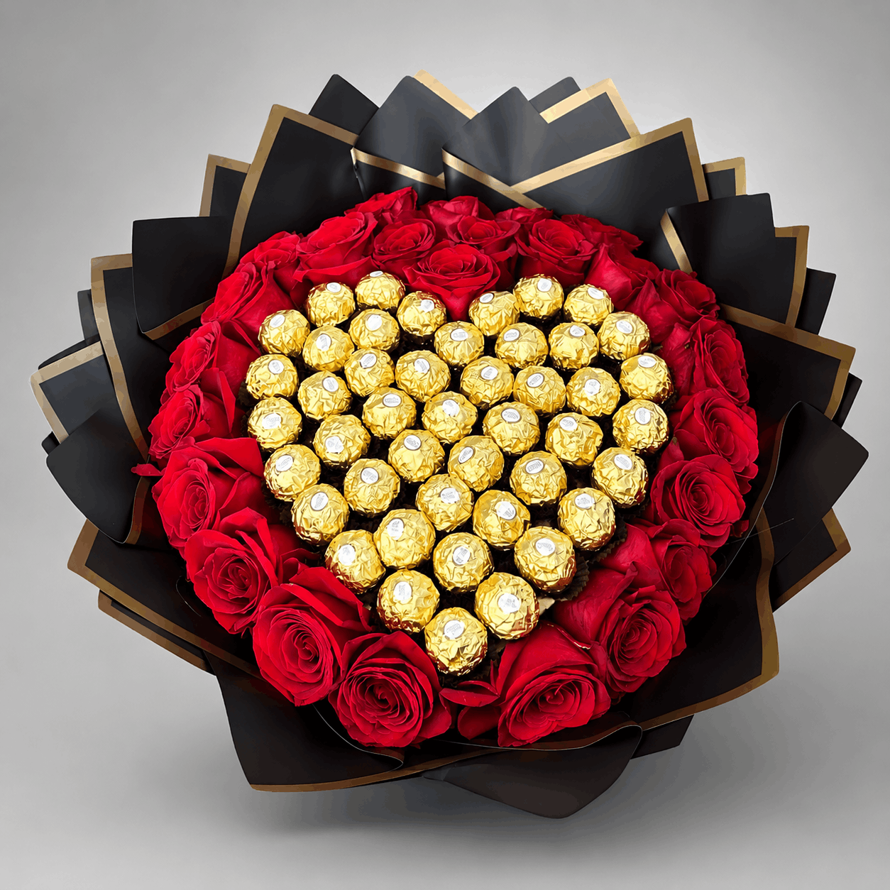 Red Rose & Ferrero Rocher Heart Bouquet