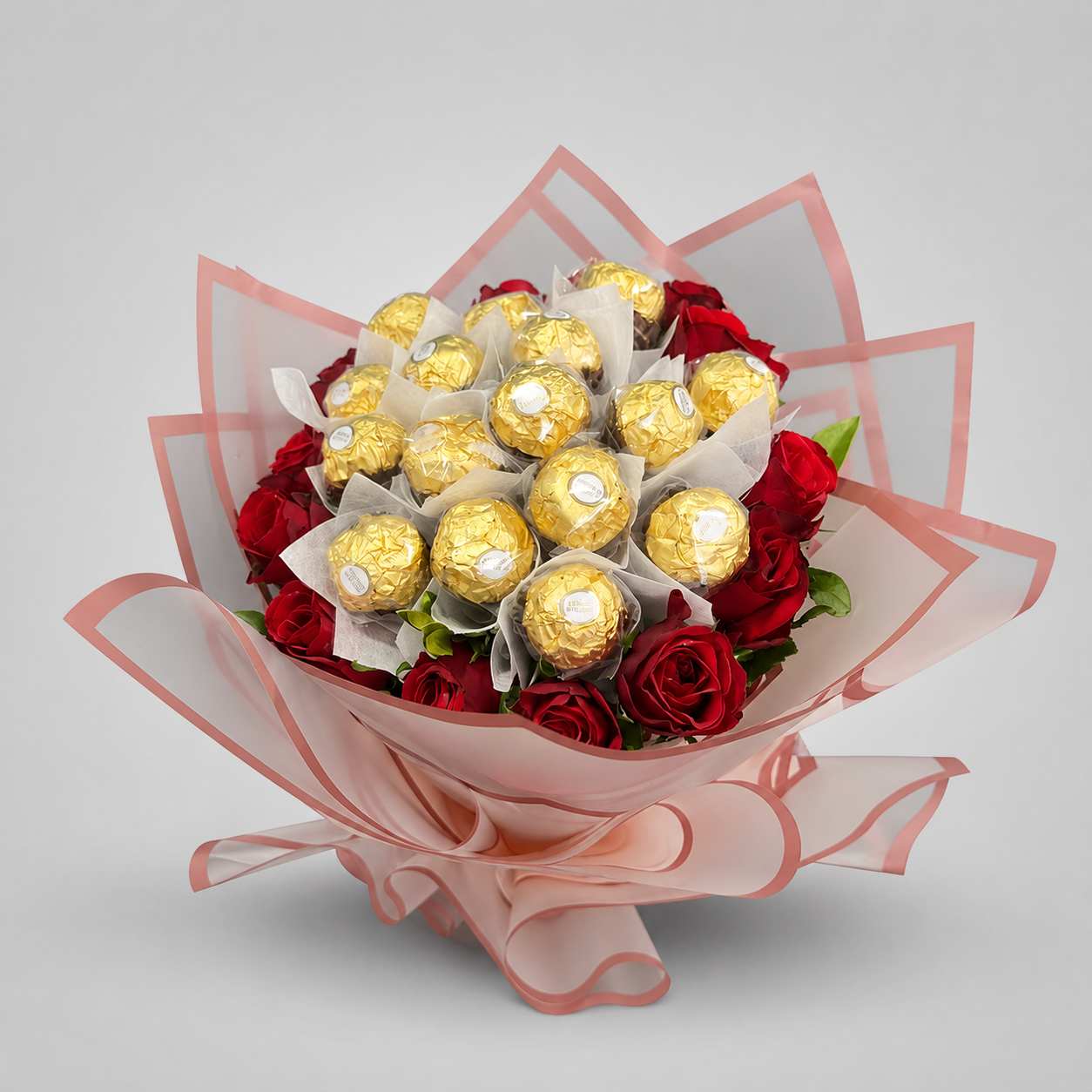 Red Rose & Ferrero Rocher Lotus Wrap Chocolate Bouquet