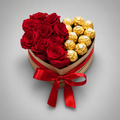 Red Rose & Ferrero Rocher Gold Heart Box