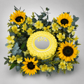 Sunflower & Alstroemeria Arrangement with 100K Milestone Cake