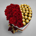 Red Rose & Ferrero Rocher Split Heart Box