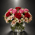 Red & Pink Rose Fishbowl Arrangement
