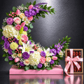 Eid Crescent Moon Floral Arrangement with Premium Dates