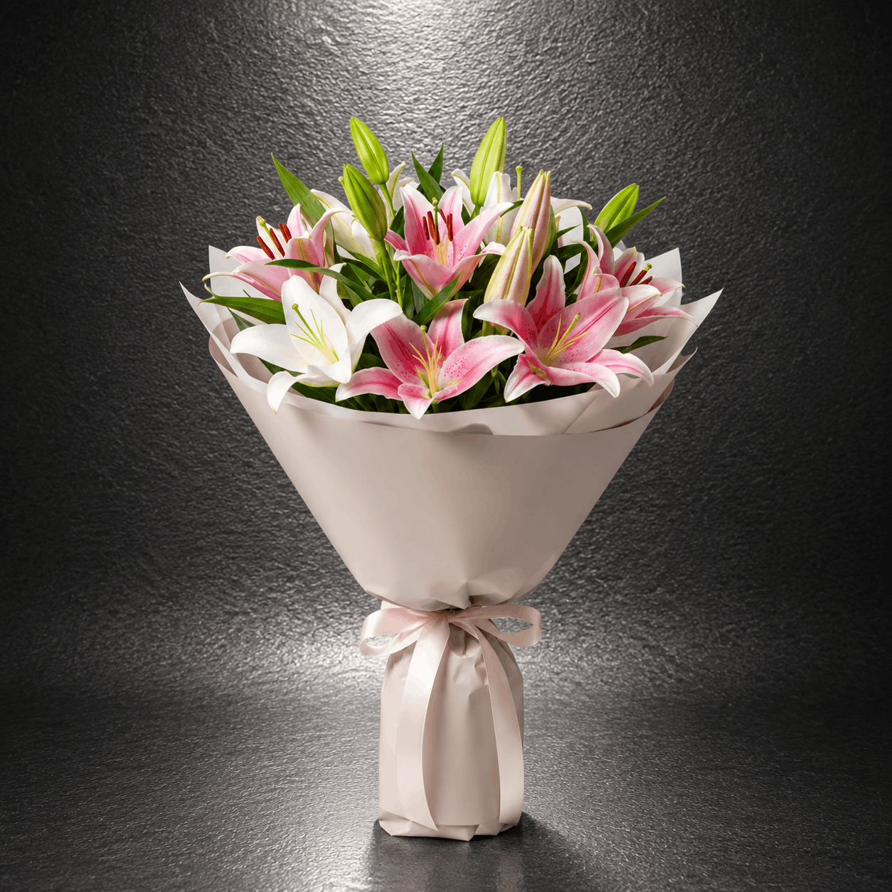 Pink & White Oriental Lily Bouquet