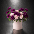 Purple Carnation & Blush Rose Hat Box Arrangement