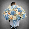 Blue & Peach Hydrangea Flower Arrangement