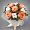 Peach Rose & Cotton Flower Arrangement