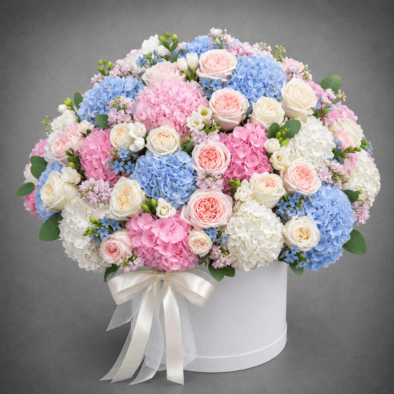 Pastel Blue & Pink Hydrangea Flower Box