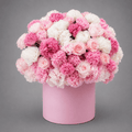 Pink & White Carnation Flower Hatbox
