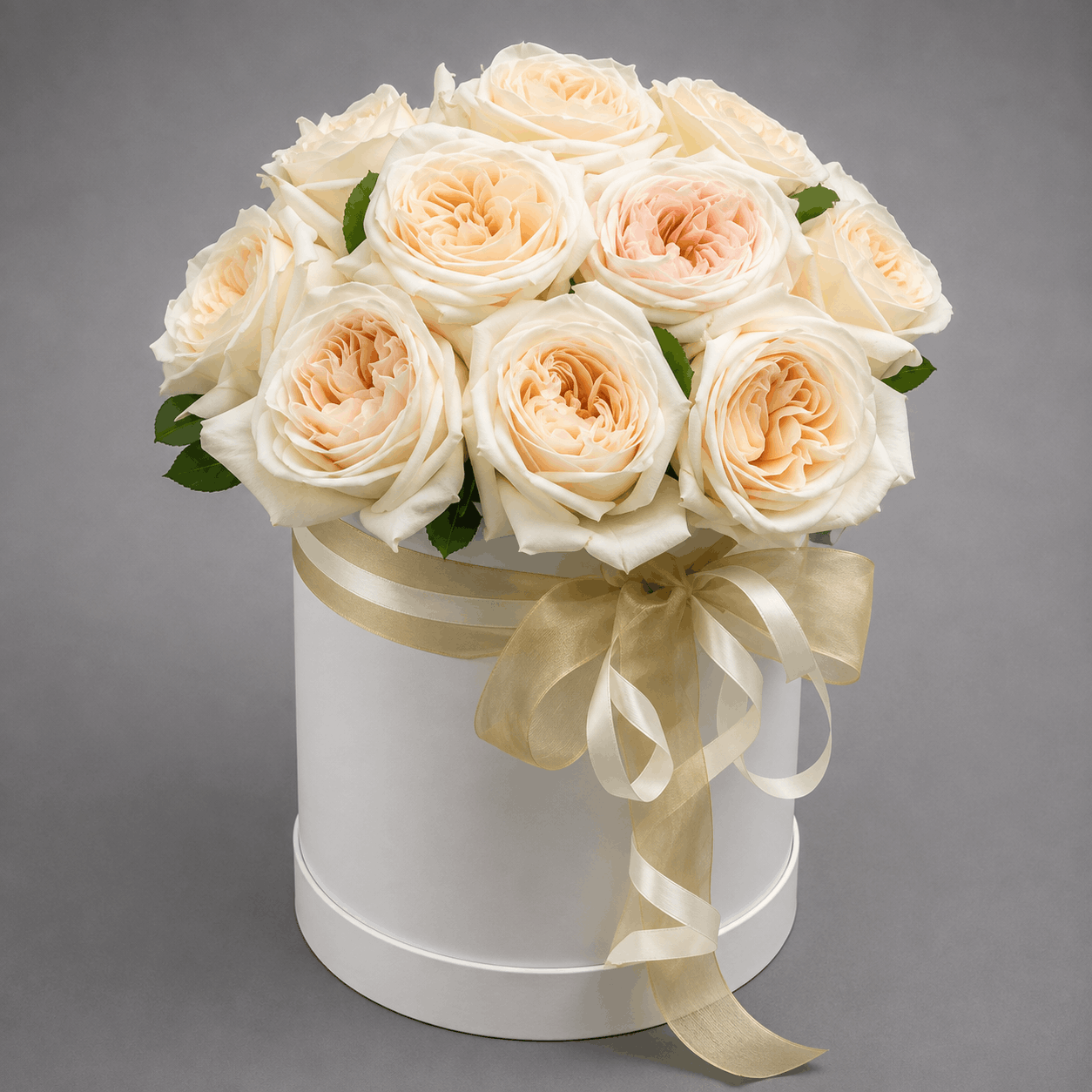 Ivory Rose Flower Hatbox