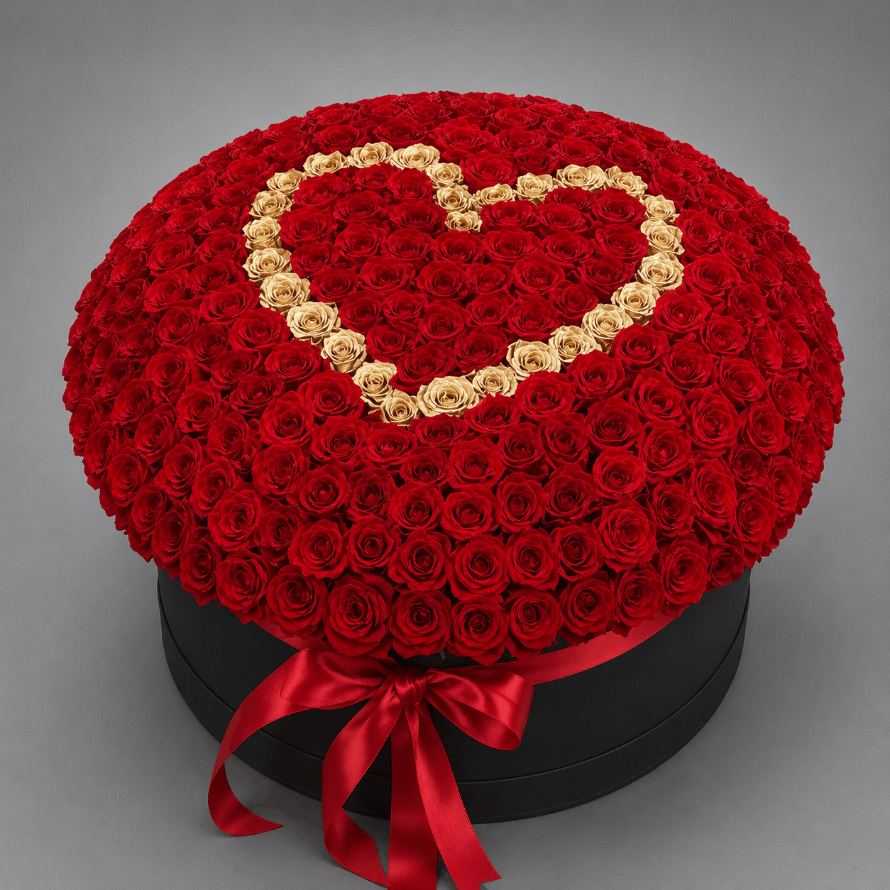 Grand Red Rose Heart in Black Gift Box