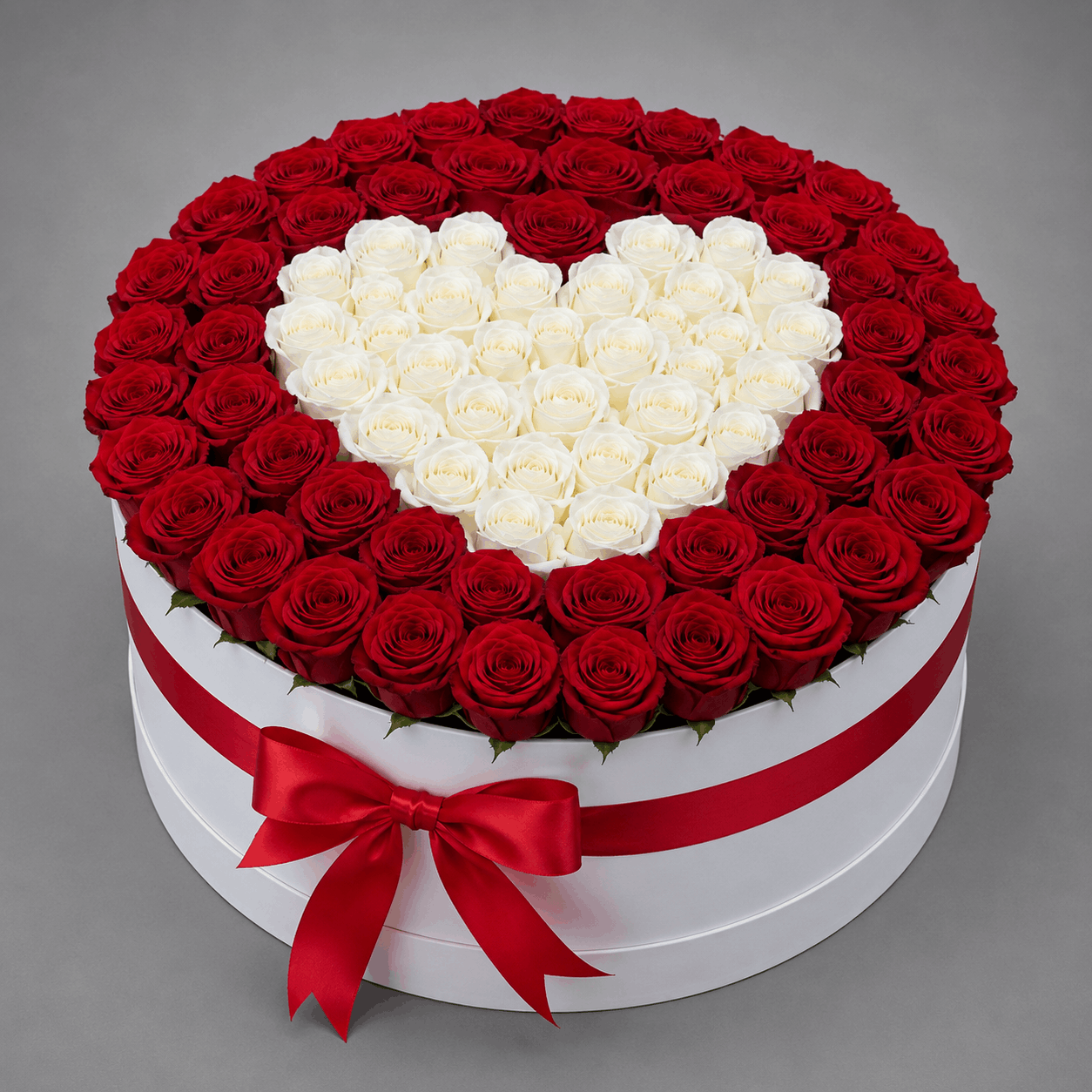 Red & White Rose Heart Gift Box