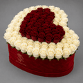 Red & White Rose Heart Arrangement