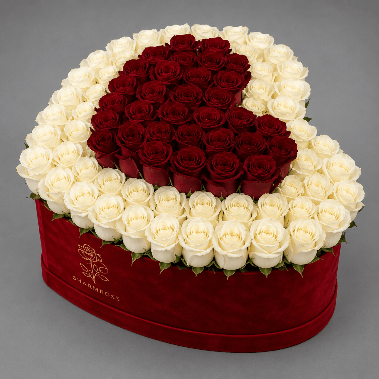 Red & White Rose Heart Arrangement