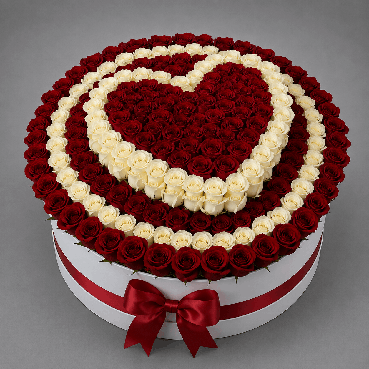 Layered Red & White Rose Hearts Gift Box