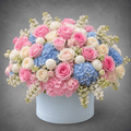 Pink & Blue Rose Hydrangea Arrangement