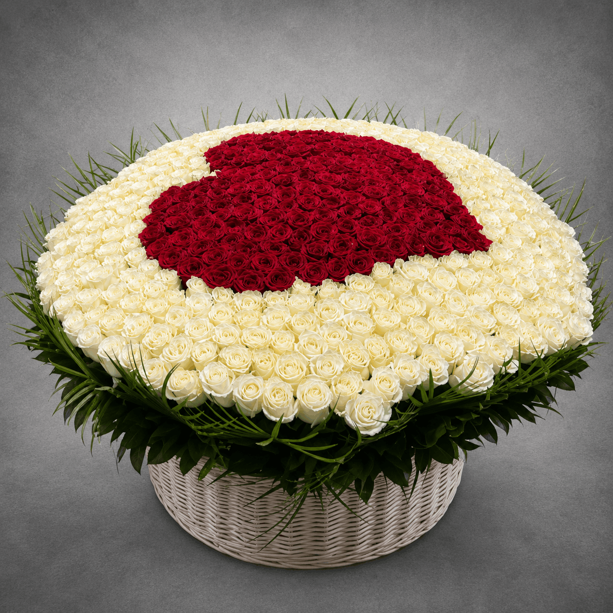 Red Rose Heart Flower Basket