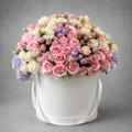 Pastel Rose & Hydrangea Flower Hatbox