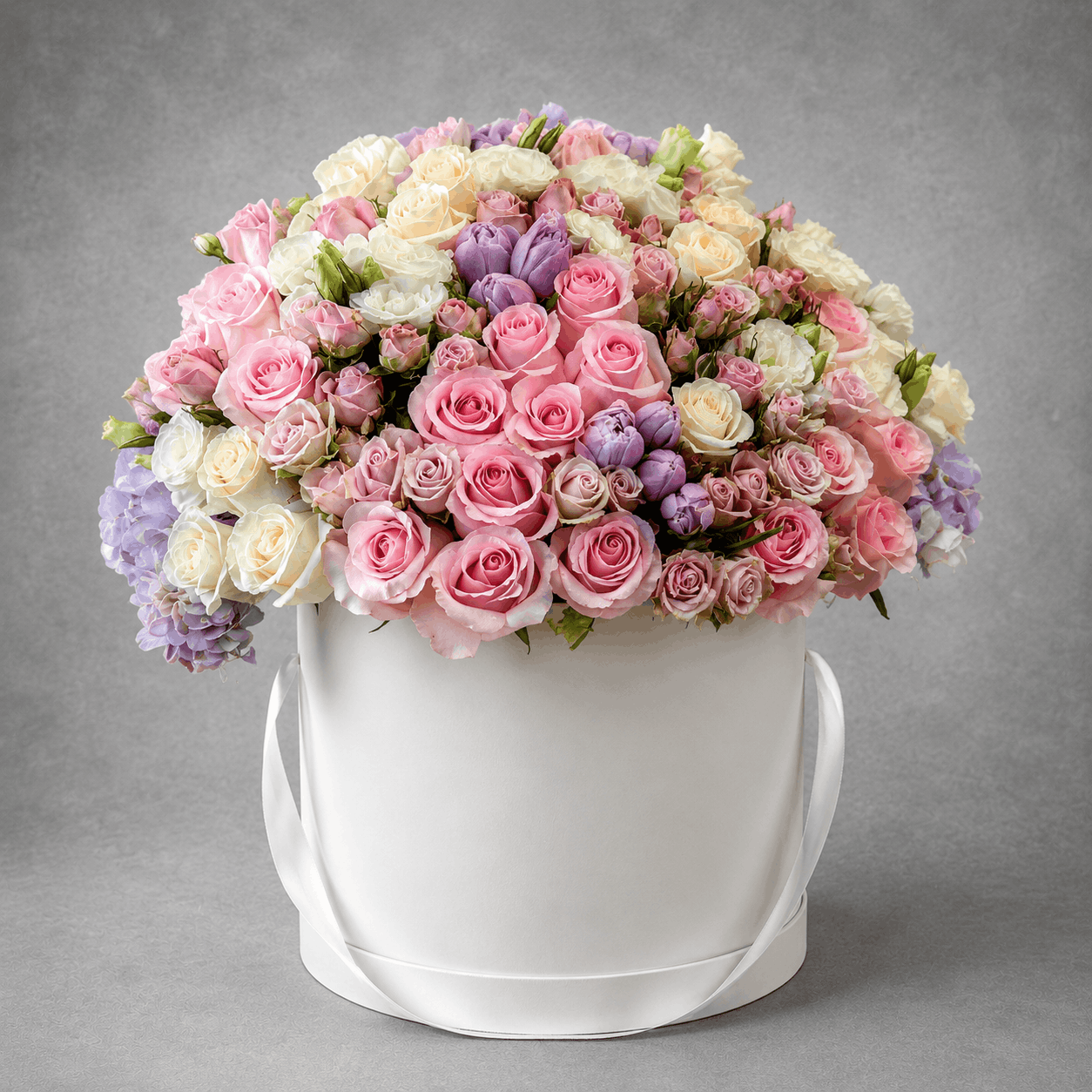 Pastel Rose & Hydrangea Flower Hatbox