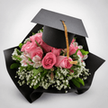 Pink Rose & Alstroemeria Graduation Cap Bouquet