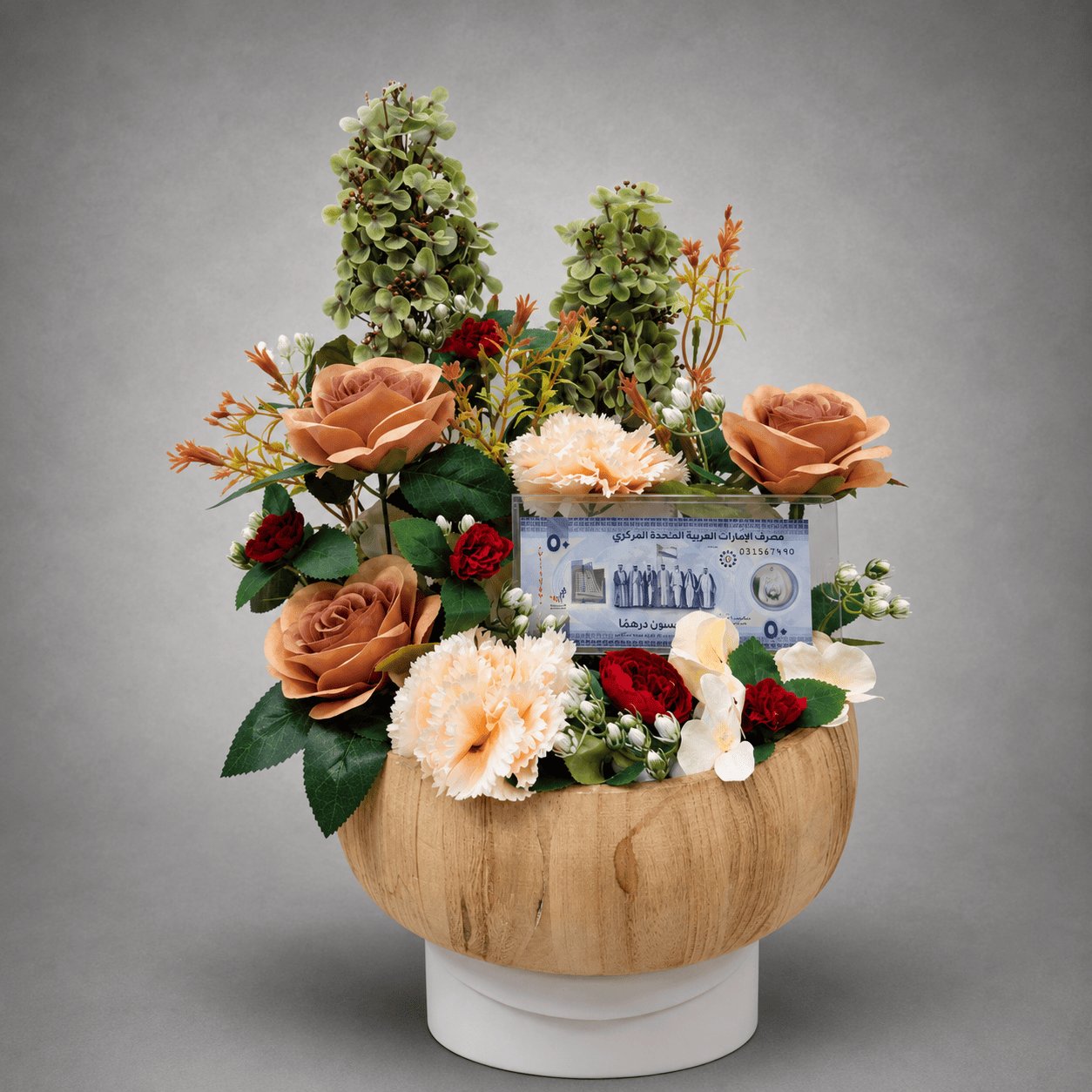 Amber Royale Wooden Bowl Arrangement