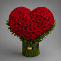 Deep Red Heart-Shaped Rose Arrangement