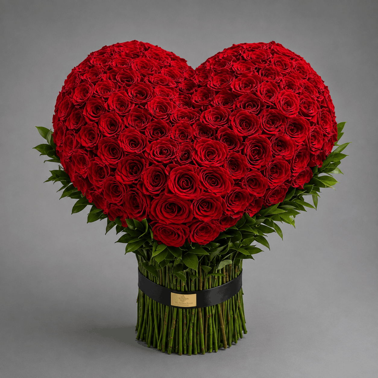 Deep Red Heart-Shaped Rose Arrangement