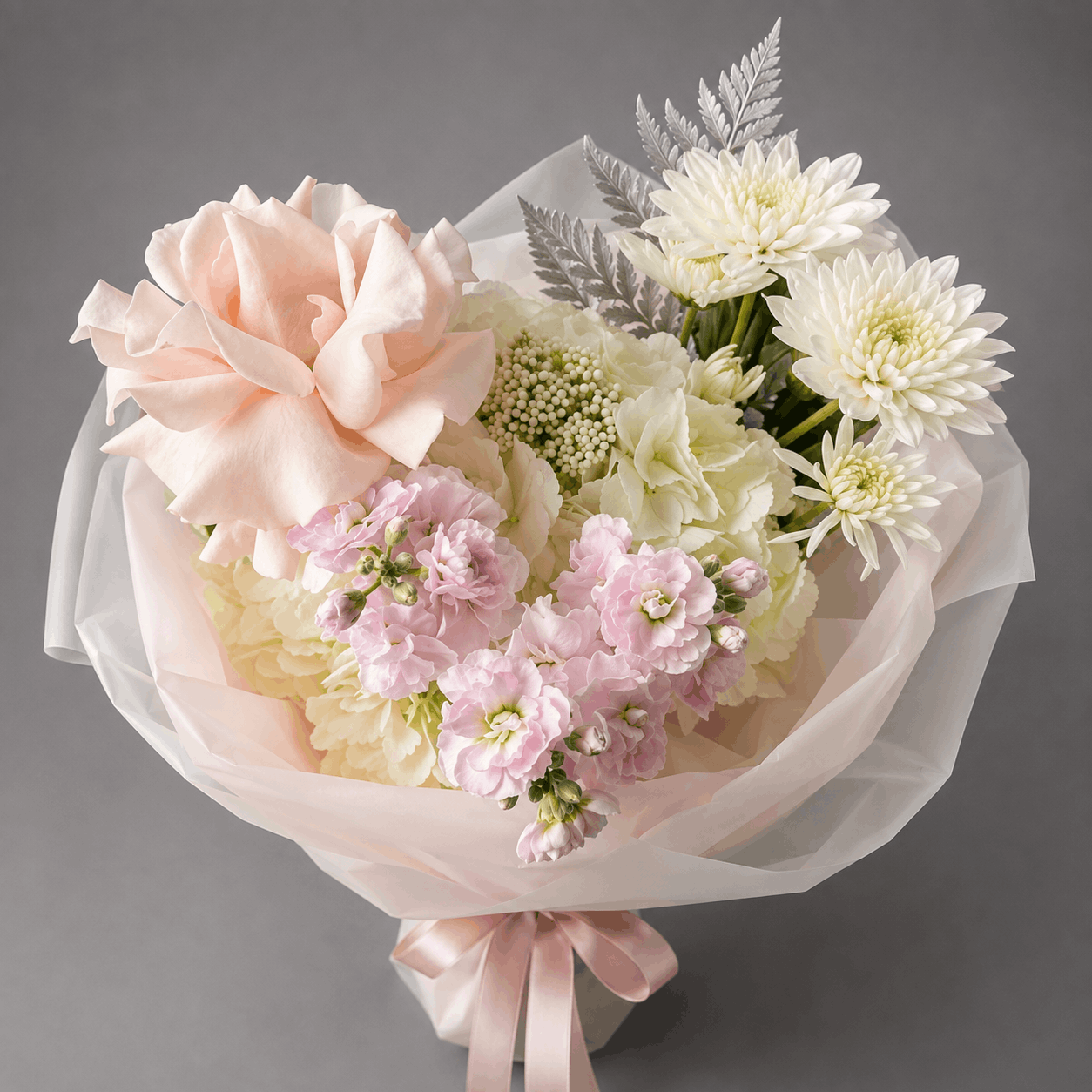 Soft Peach & White Garden Bouquet