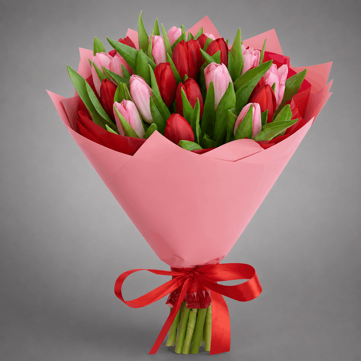 Red & Pink Tulip Bouquet