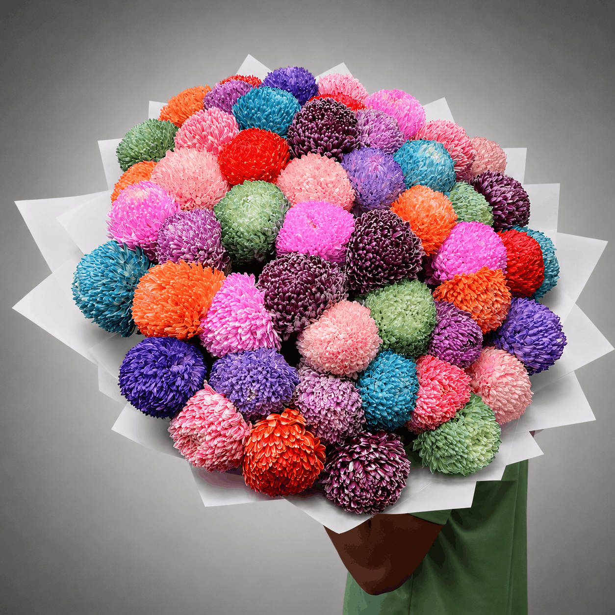 Rainbow Button Chrysanthemum Bouquet – Florist Special