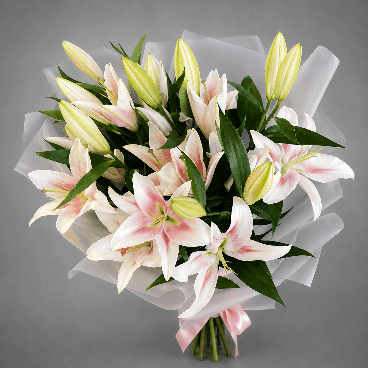 White & Blush Lily Bouquet