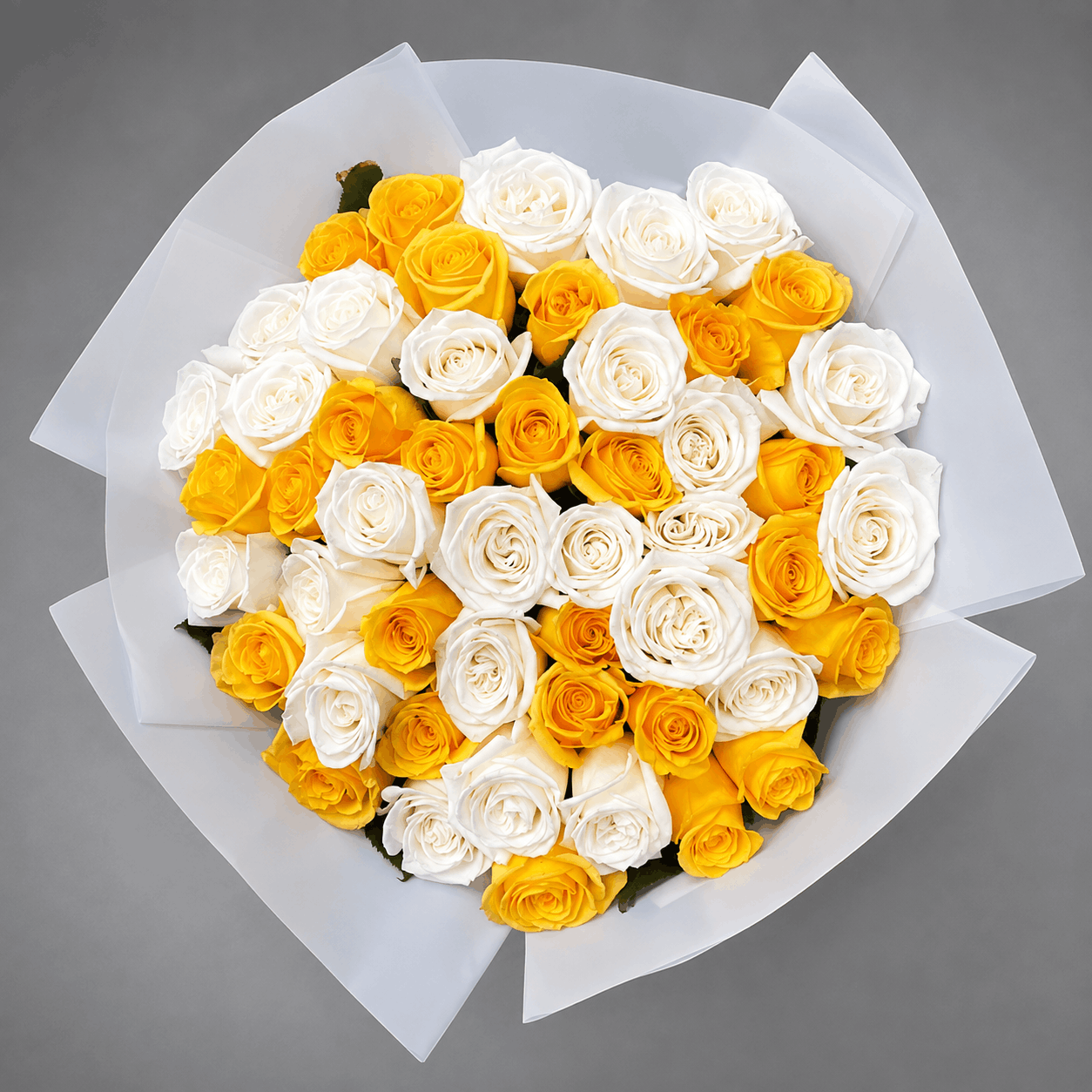 Golden Yellow & White Rose Bouquet