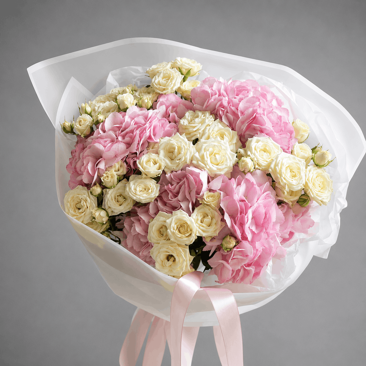 Pink & Cream Hydrangea Rose Bouquet