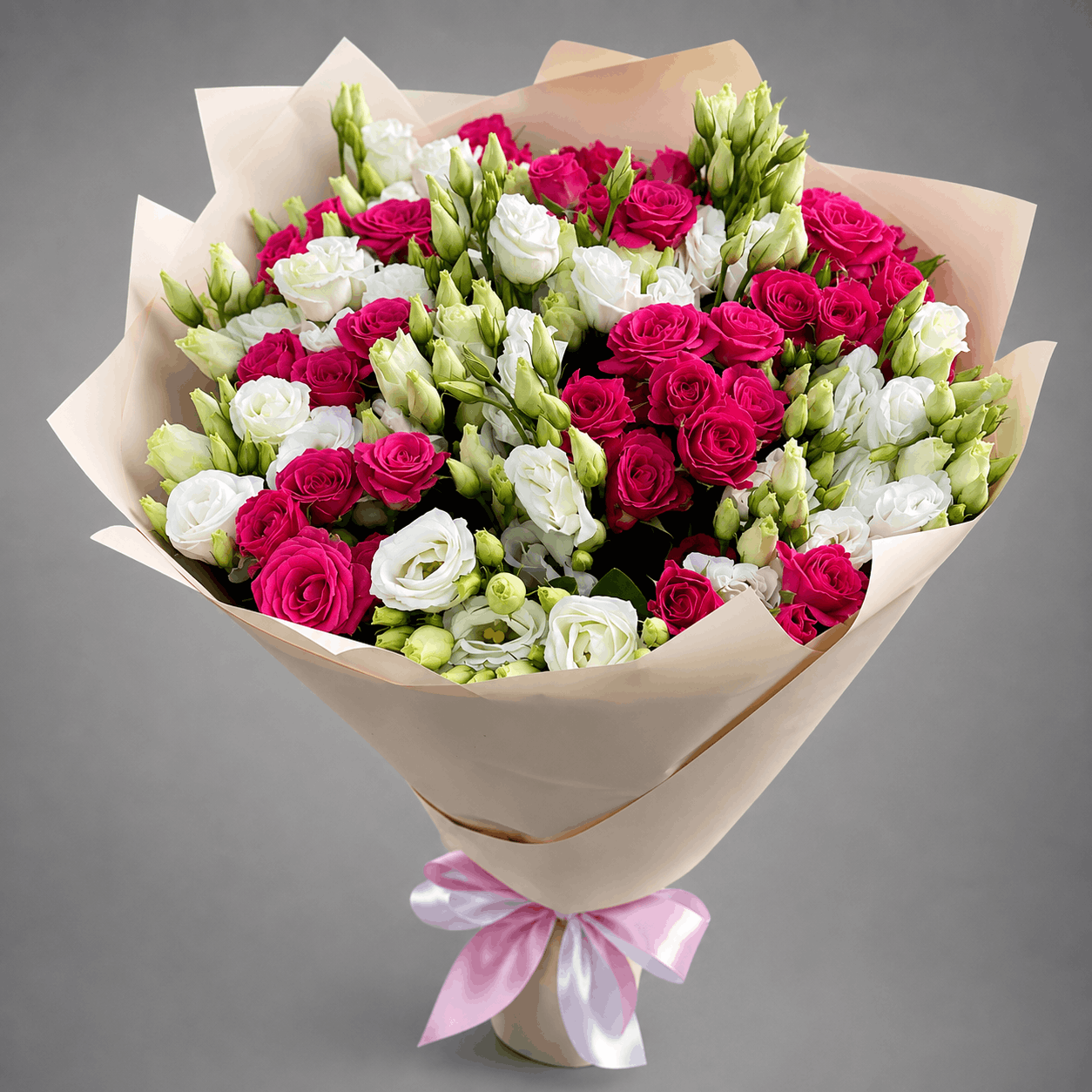 Fuchsia & White Rose Bouquet