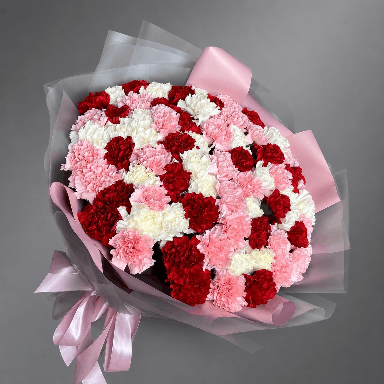 Red Pink & White Carnation Bouquet
